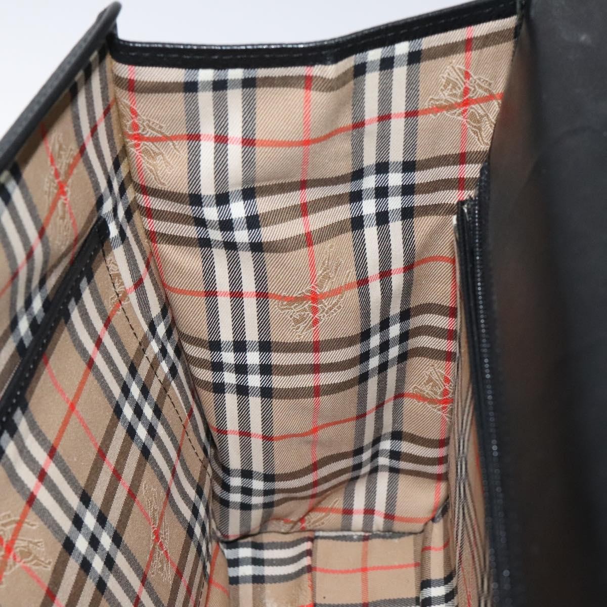 Burberry Convertible Briefcase Leather with London Check Coated Canvas, BLACK, LEATHER, Briefcase