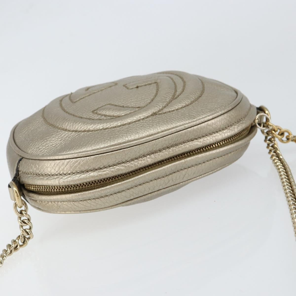 Gucci Soho Chain Bag Leather, GOLD, LEATHER, Shoulder bag