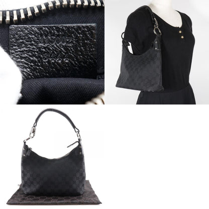 Gucci Ring Handle Zip Hobo GG Canvas, BLACK, CANVAS, Shoulder bag