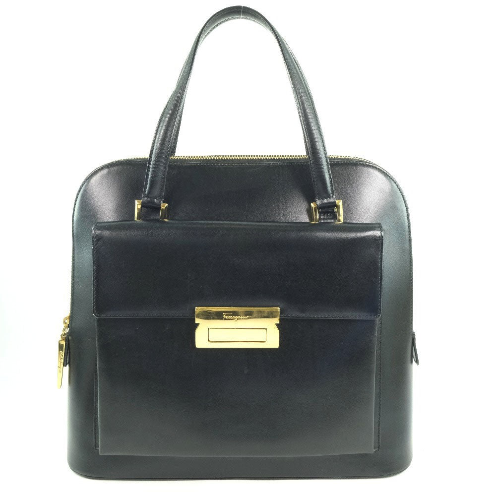 Salvatore Ferragamo Vintage Top handle handbag Calfskin, BLACK, LEATHER, Handbag