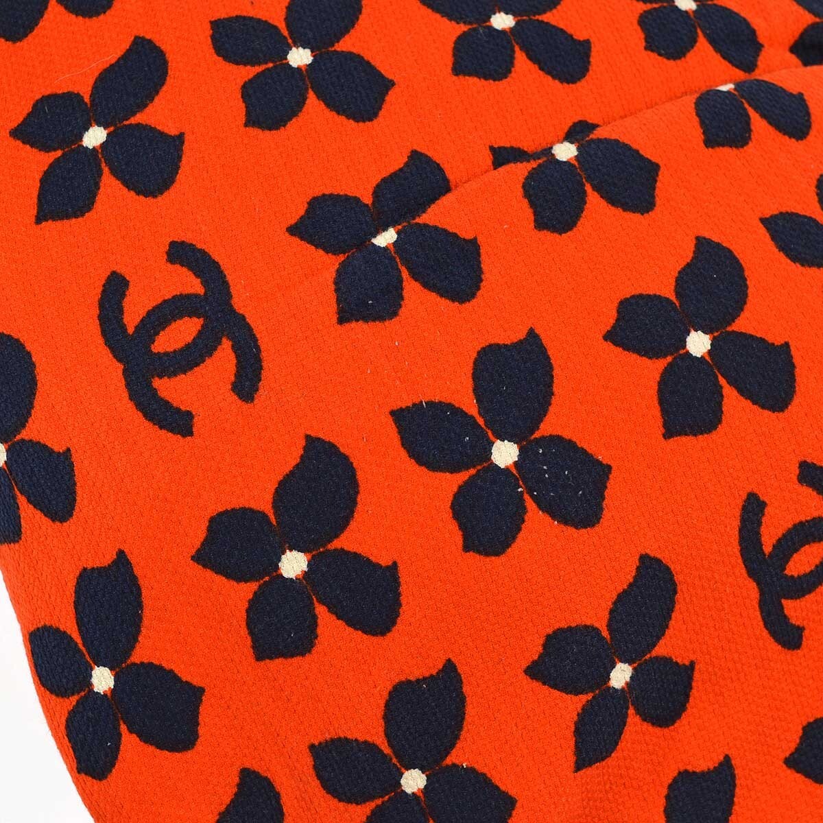 Chanel Vintage Frame Shoulder Bag Printed Canvas, ORANGE, CANVAS, Tote bag