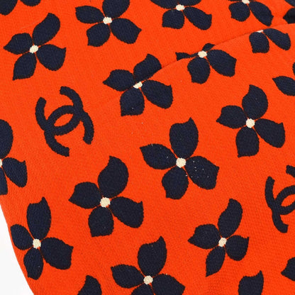 Chanel Vintage Frame Shoulder Bag Printed Canvas, ORANGE, CANVAS, Tote bag