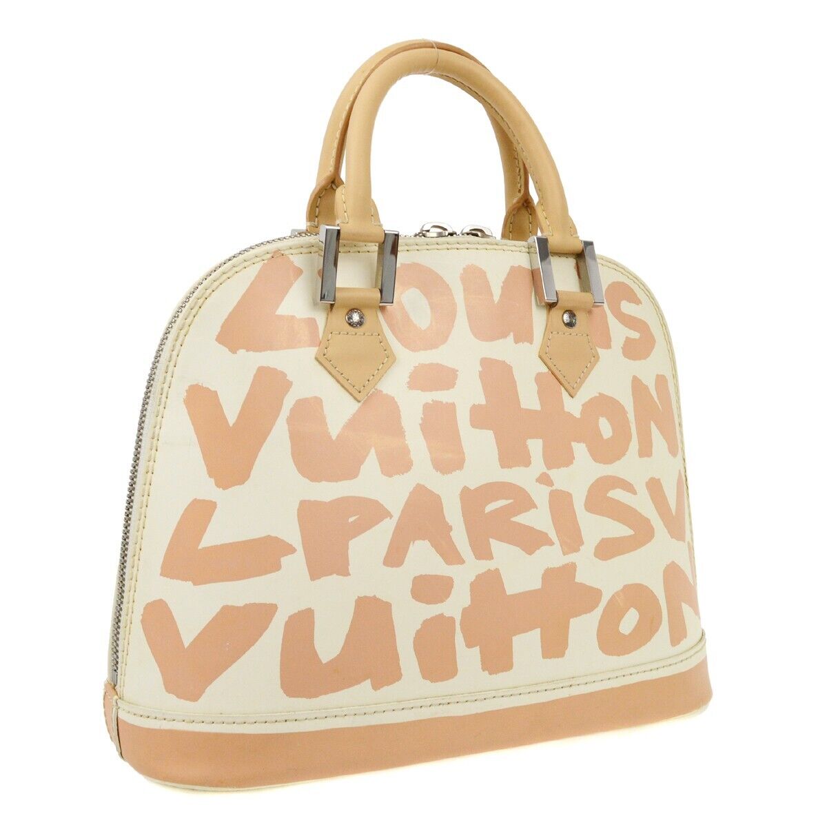 Louis Vuitton Alma Handbag Limited Edition Graffiti Leather, BEIGE, LEATHER, Handbag