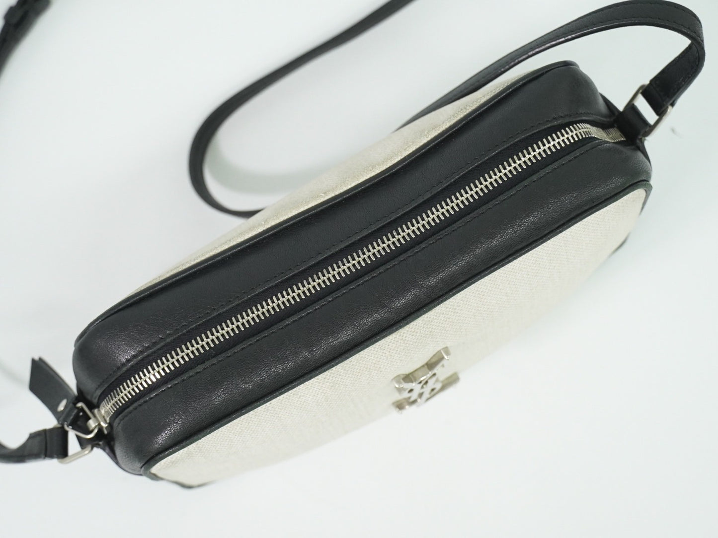 Saint Laurent Lou Camera Bag Canvas and Leather, BEIGE, CANVAS, Shoulder bag