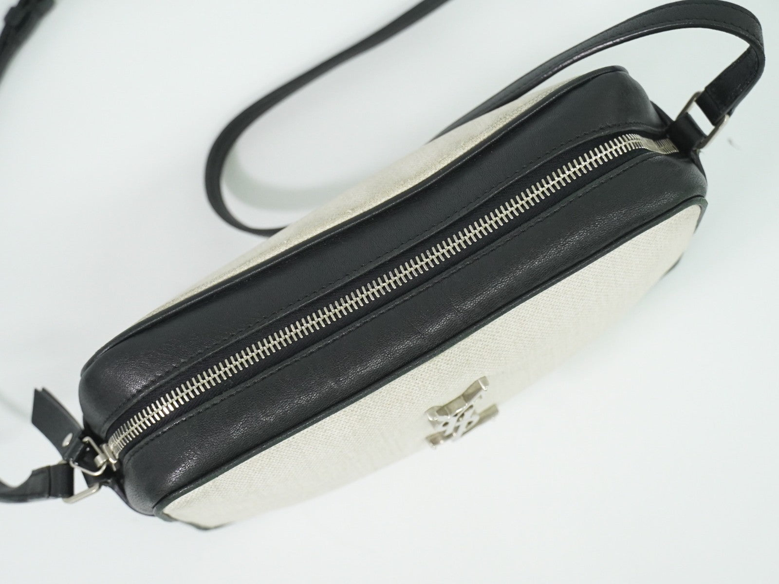 Saint Laurent Lou Camera Bag Canvas and Leather, BEIGE, CANVAS, Shoulder bag