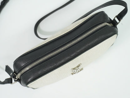 Saint Laurent Lou Camera Bag Canvas and Leather, BEIGE, CANVAS, Shoulder bag