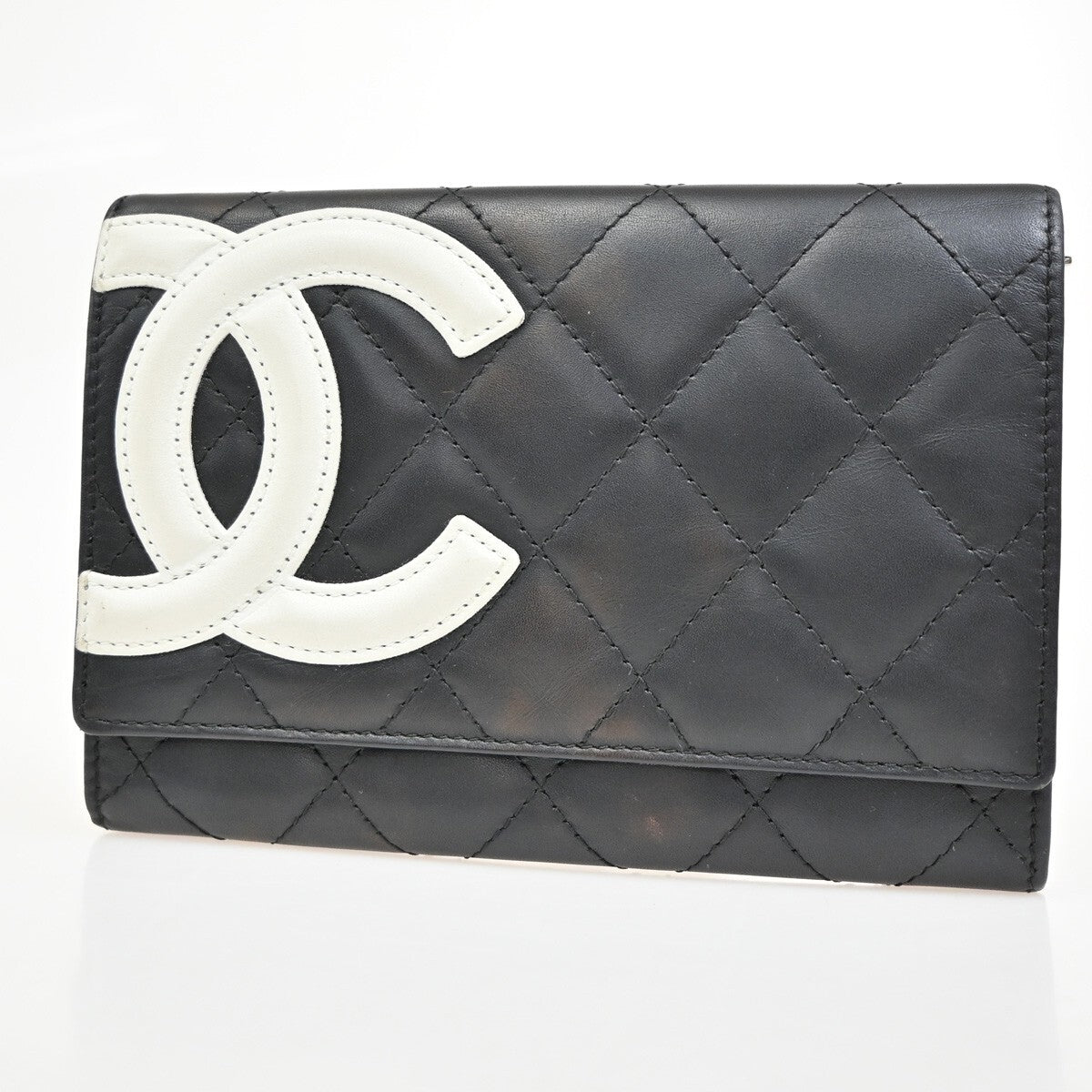 Chanel Cambon Bifold Wallet Quilted Lambskin, BLACK, LEATHER, Wallets