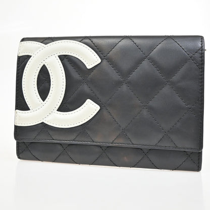 Chanel Cambon Bifold Wallet Quilted Lambskin, BLACK, LEATHER, Wallets