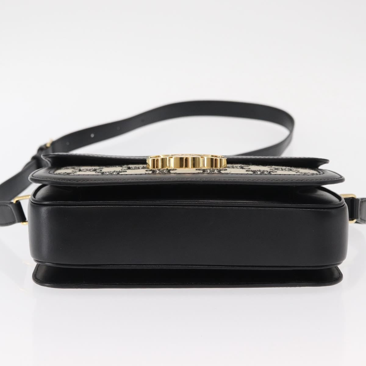 Celine Triomphe Shoulder Bag Canvas with Leather, BLACK, LEATHER, Shoulder bag