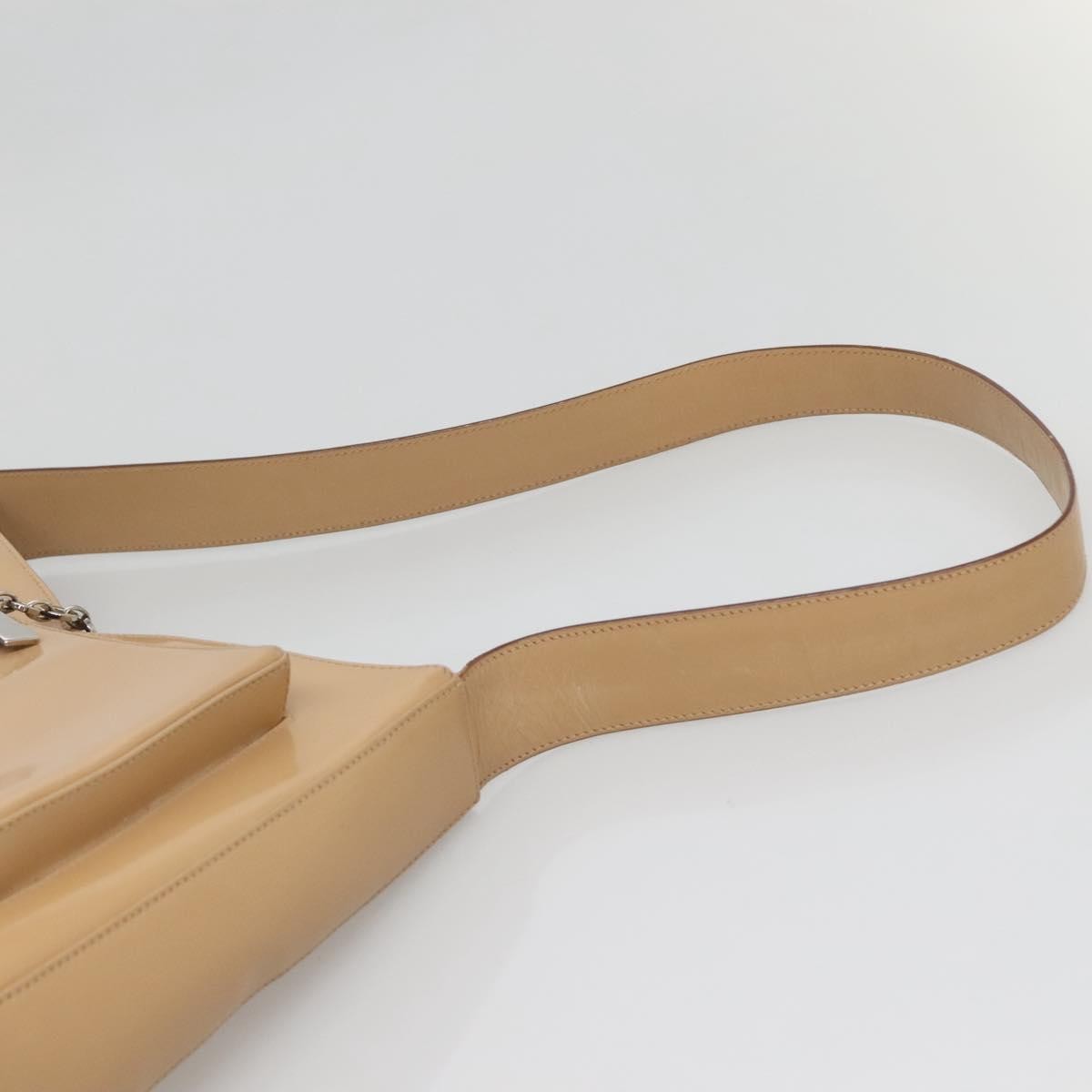 Salvatore Ferragamo Gancini Shoulder Bag Patent Leather, BEIGE, PATENT_LEATHER, Shoulder bag