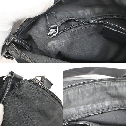 Gucci Zip Messenger GG Canvas with Perforated Leather, BLACK, CANVAS, Shoulder bag