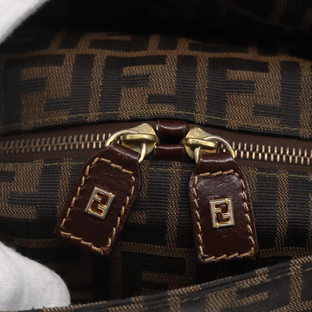 Fendi Vintage Convertible Satchel Zucca Canvas, BROWN, CANVAS, Handbag