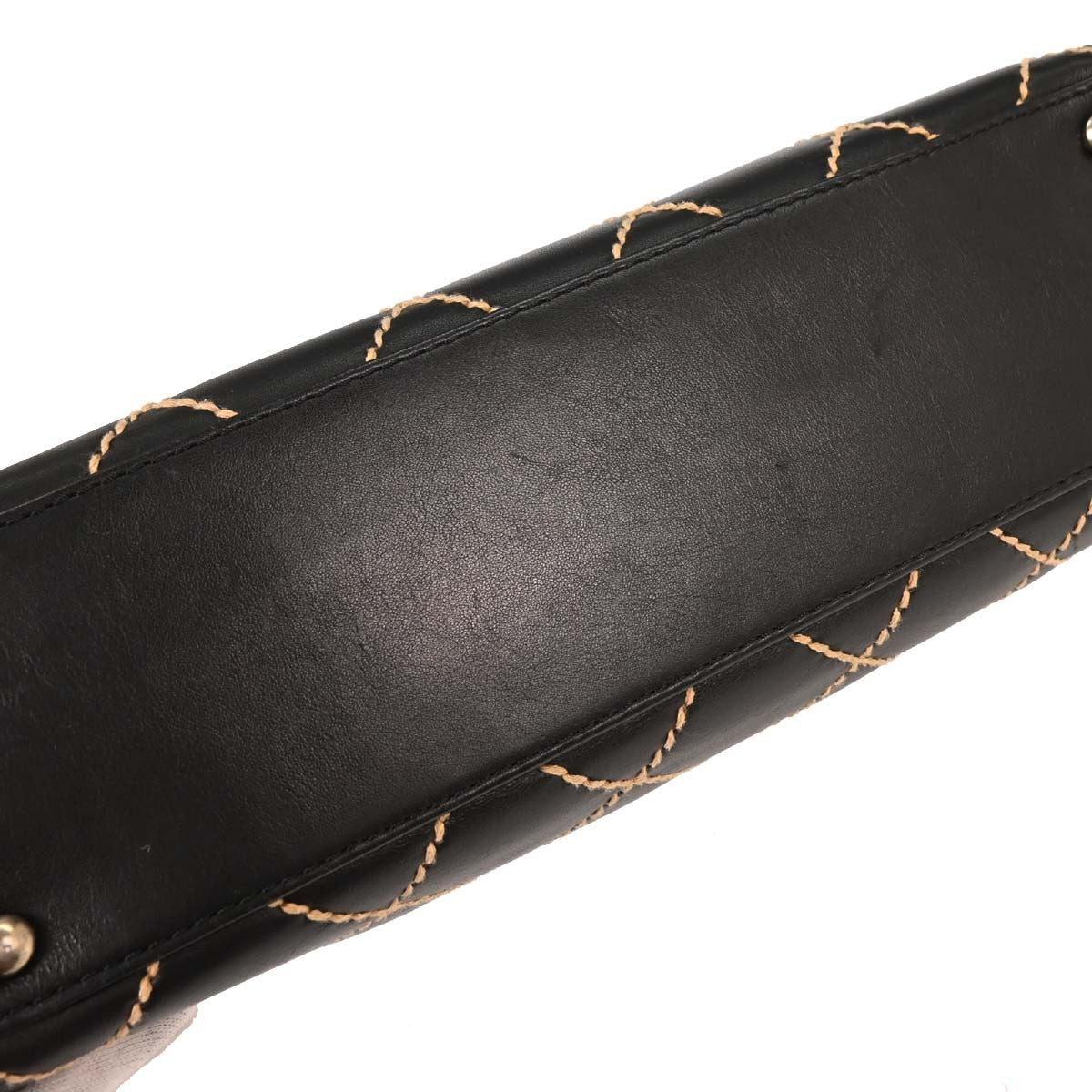 Chanel Surpique Compartment Tote Quilted Leather, BLACK, CALFSKIN, Handbag