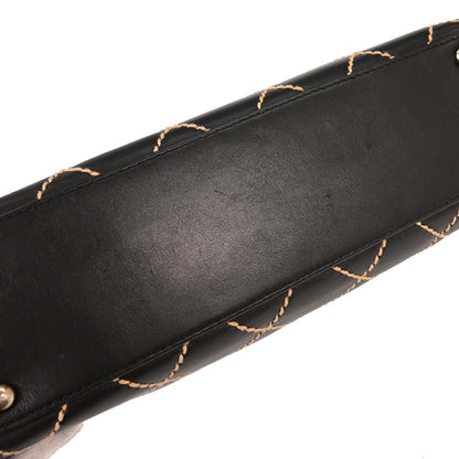 Chanel Surpique Compartment Tote Quilted Leather, BLACK, CALFSKIN, Handbag