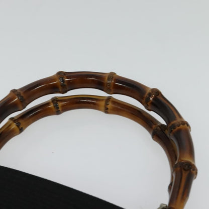 Gucci Vintage Bamboo Handle Bag Canvas, BLACK, CANVAS, Handbag