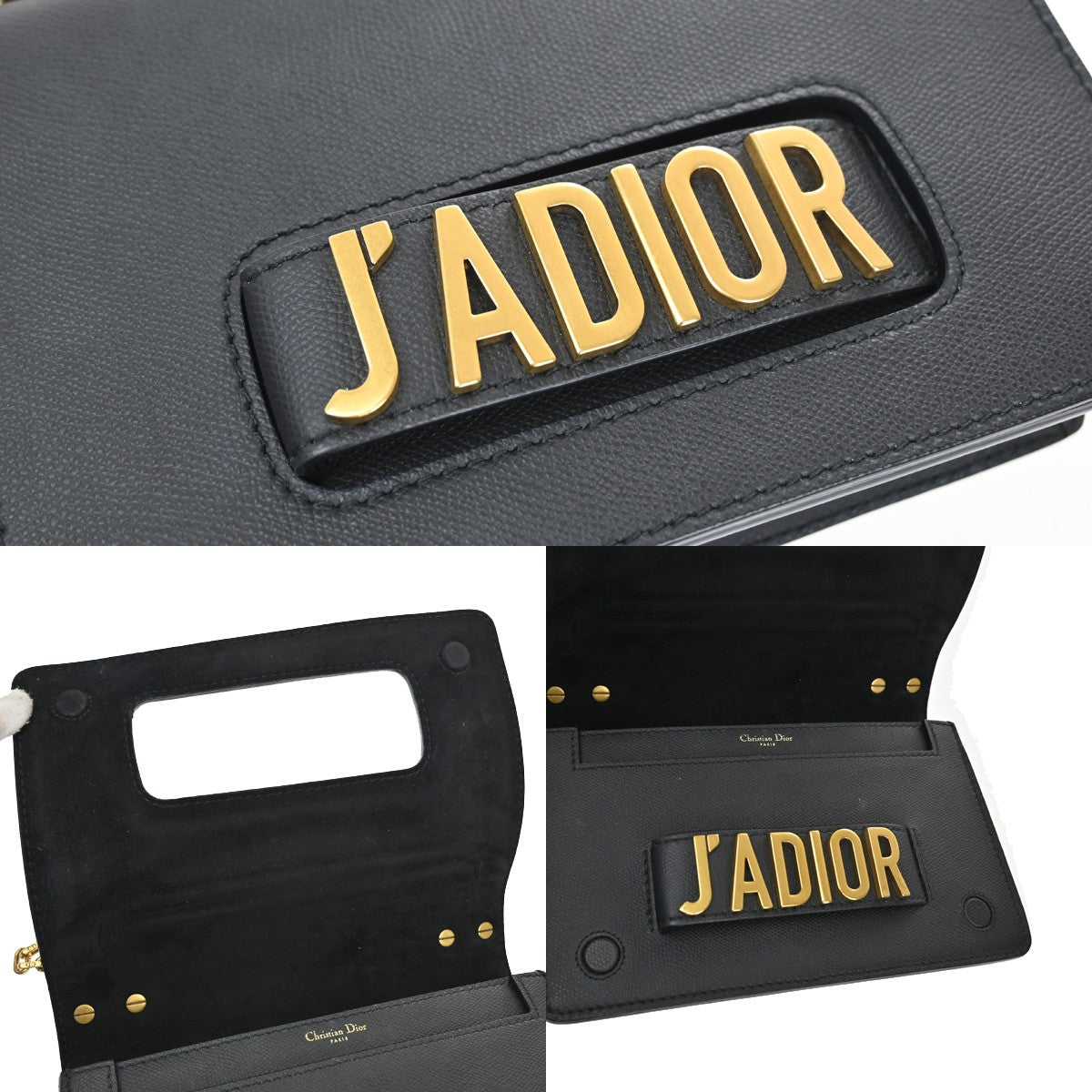 Christian Dior J'Adior Flap Bag Leather, Black, Leather, Shoulder Bag