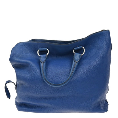 Prada Vintage Tote Leather, BLUE, LEATHER, Tote bag