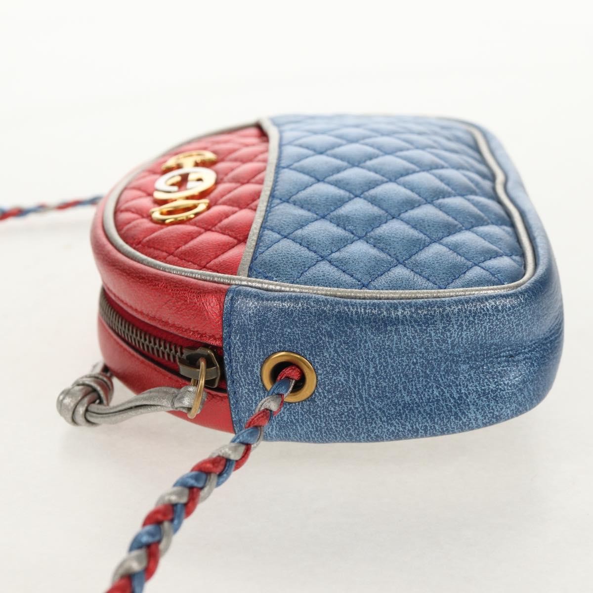 Gucci Trapuntata Camera Shoulder Bag Lambskin, BLUE, LEATHER, Shoulder bag