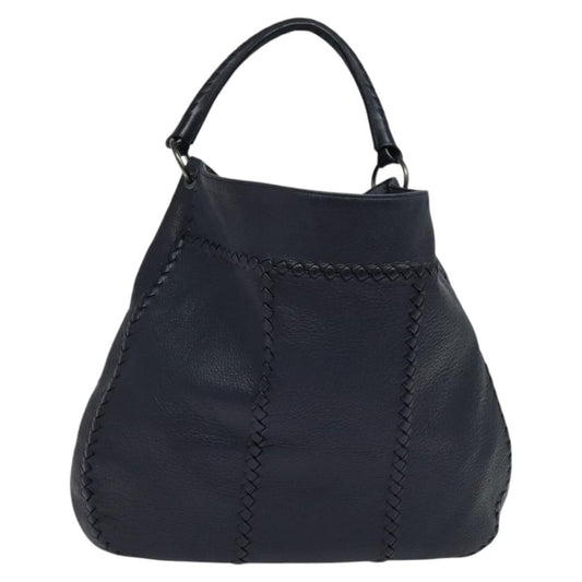 Bottega Veneta Open Hobo Cervo with Intrecciato Detail, NAVY, LEATHER, Shoulder bag