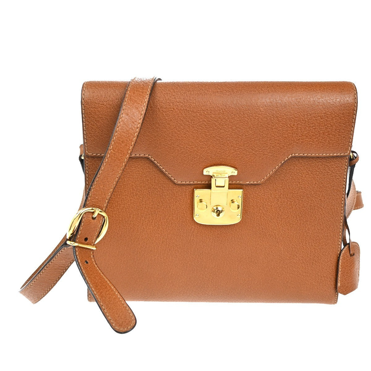 Gucci Vintage Lady Lock Top Handle Bag Leather, Brown, Leather, Shoulder Bag