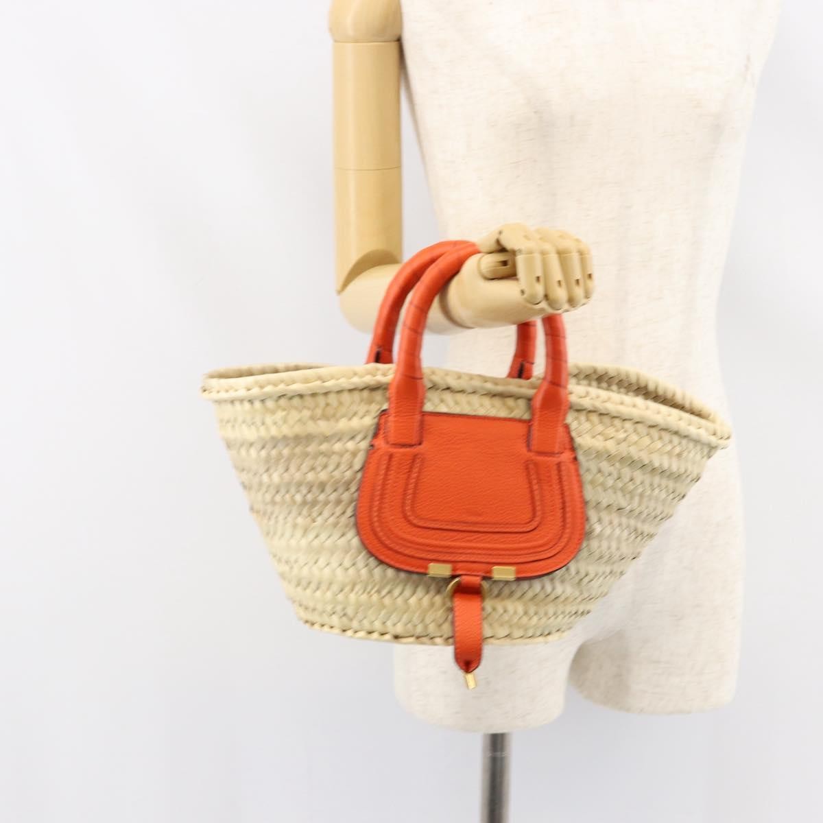 Chloe Marcie Basket Bag Raffia and Leather, BEIGE, WICKER, Handbag