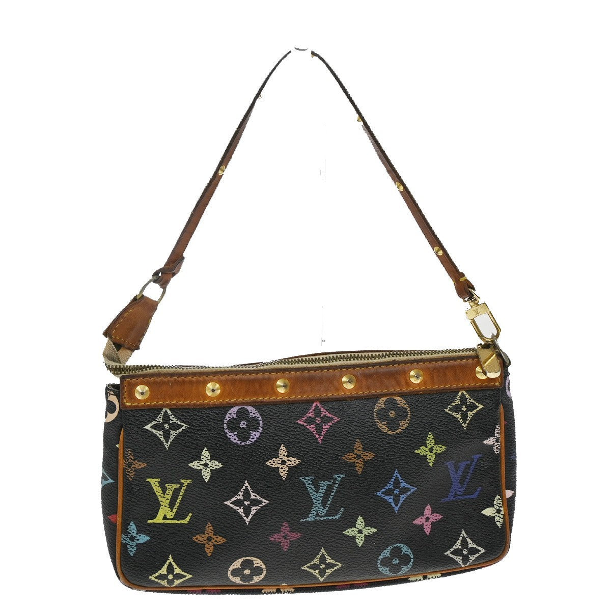 Louis Vuitton Pochette Accessoires Monogram Multicolor, BLACK, CANVAS, Clutche & pouche