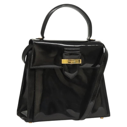Salvatore Ferragamo Vintage Handbag Patent leather, BLACK, LEATHER, Handbag