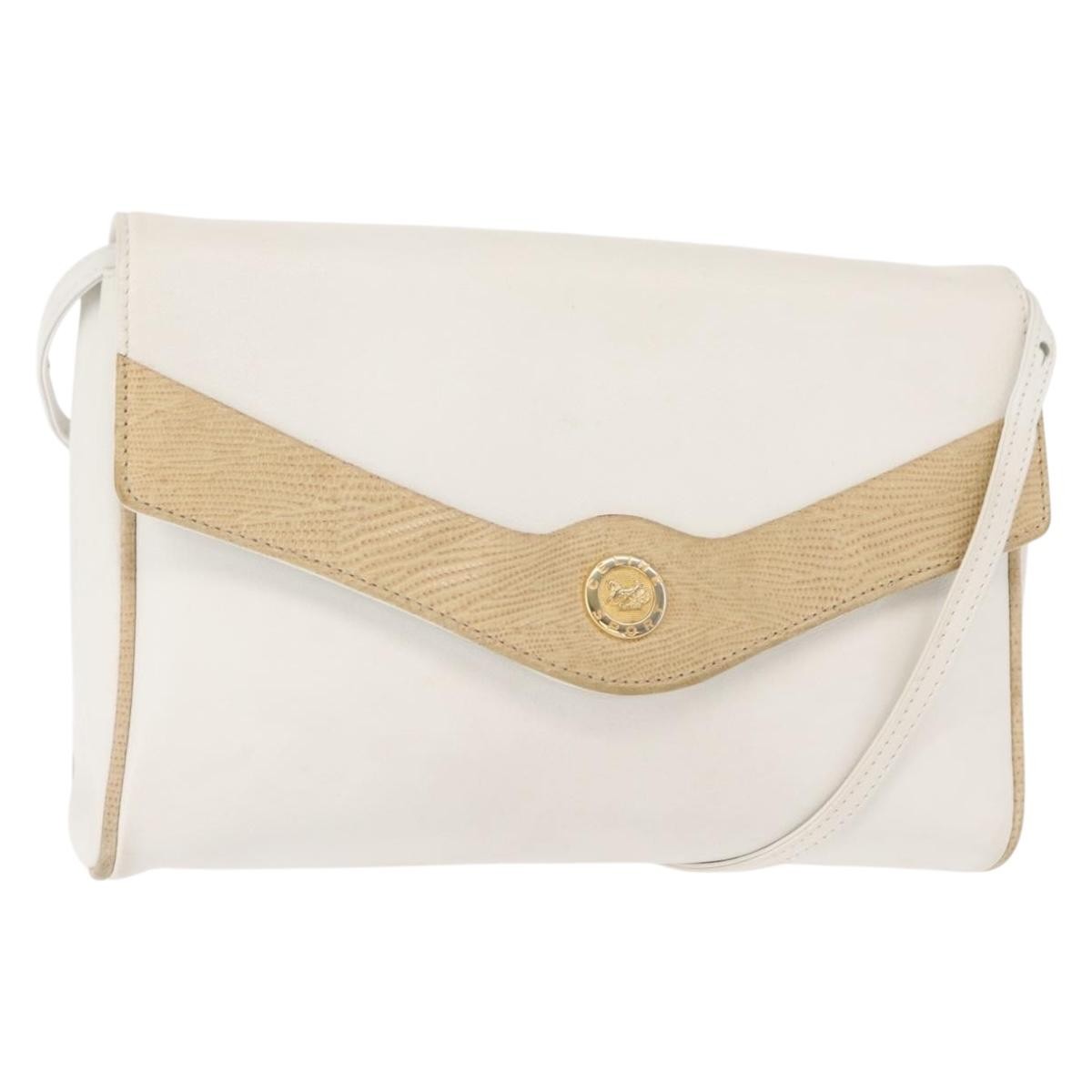 Celine Shoulder Bag Leather, WHITE, LEATHER, Shoulder bag