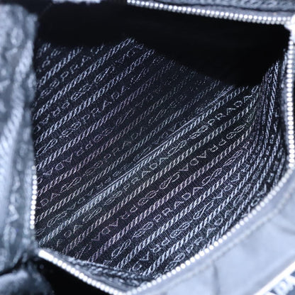 Prada Zip Messenger Bag Tessuto with Leather, BLACK, NYLON, Shoulder bag