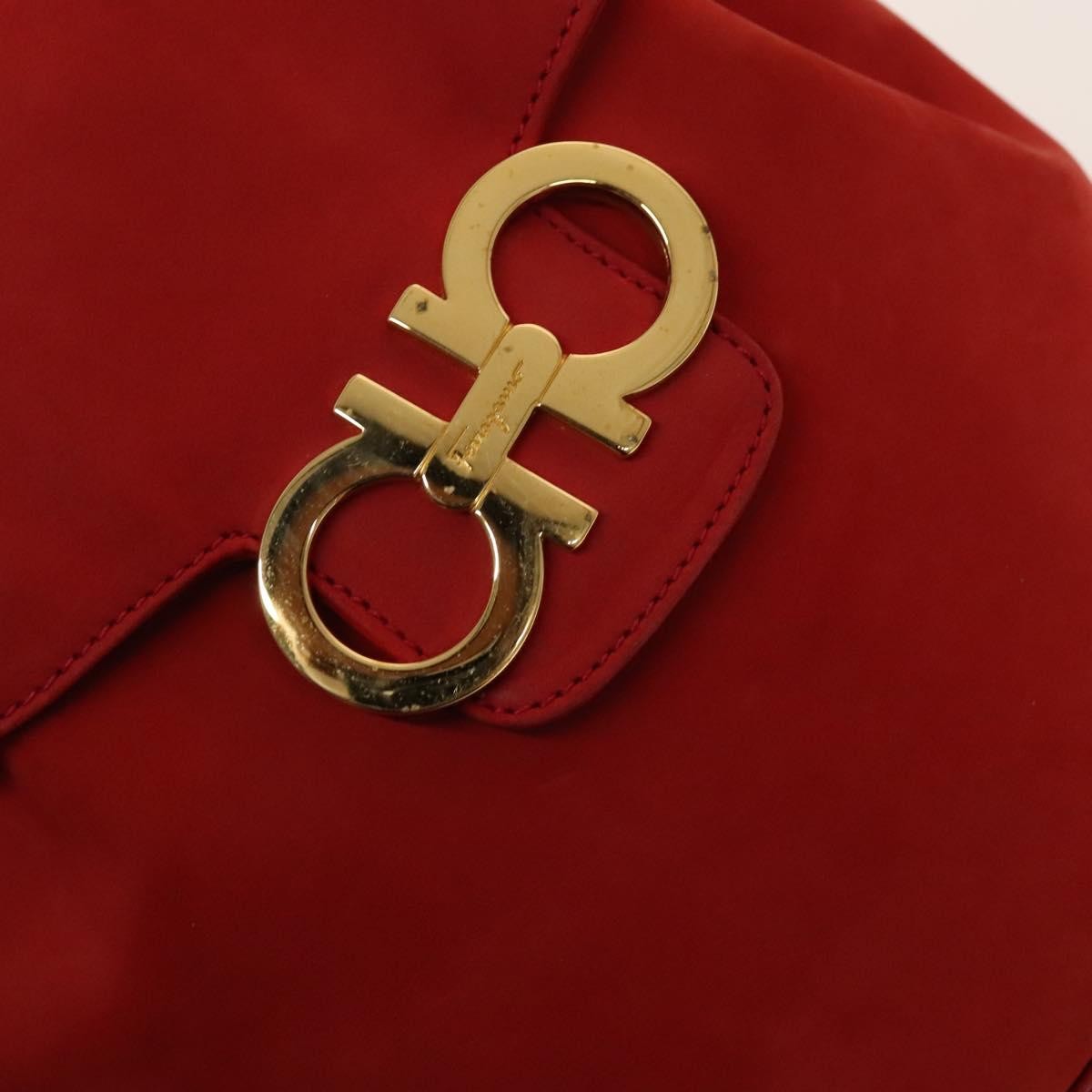 Salvatore Ferragamo Gancini Flap Drawstring Backpack Suede, RED, SUEDE, Backpack
