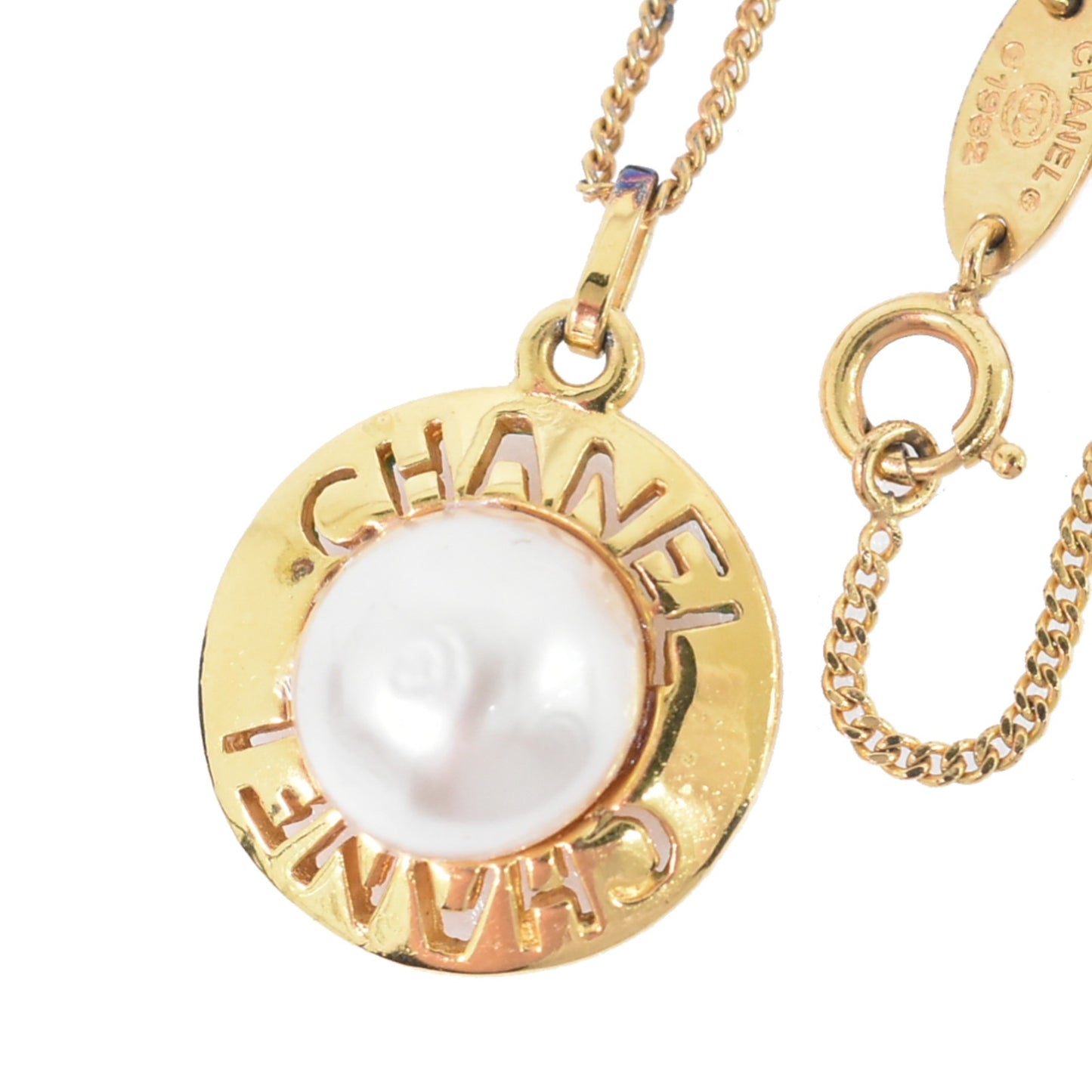 Chanel Chain Around Pearl Necklace Metal with Faux Pearls, GOLD, GOLD_PLATED, Pendant & Charms