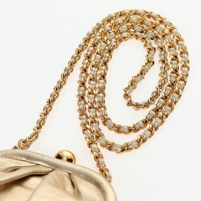 Chanel Vintage Timeless Kisslock Coin Purse Leather, GOLD, LEATHER, Shoulder bag