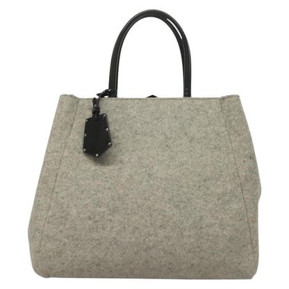 Fendi 2Jours Bag Felted Wool and Astrakhans, GRAY, WOOL, Tote bag
