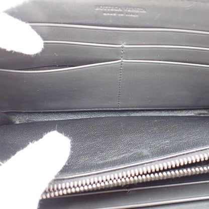 Bottega Veneta Intrecciato Long Zip  Wallet Leather, Black, Leather, Wallet