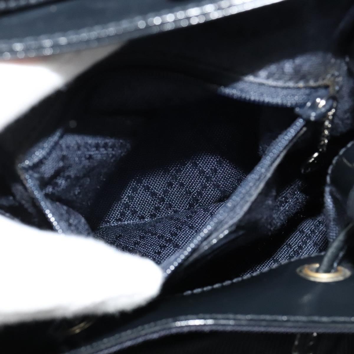 Gucci Vintage Bamboo Backpack Nylon and Patent Leather, BLACK, NYLON, Backpack