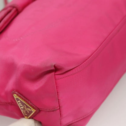 Prada Logo Bow Convertible Tote Tessuto with Leather, PINK, NYLON, Tote bag