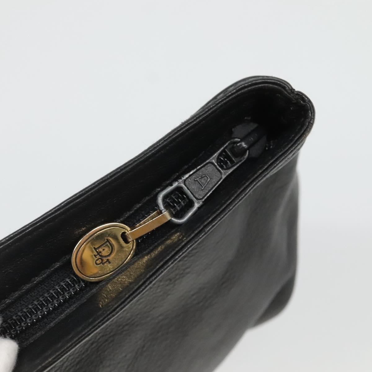 Christian Dior CD Zip Pouch Leather, BLACK, LEATHER, Clutche & pouche