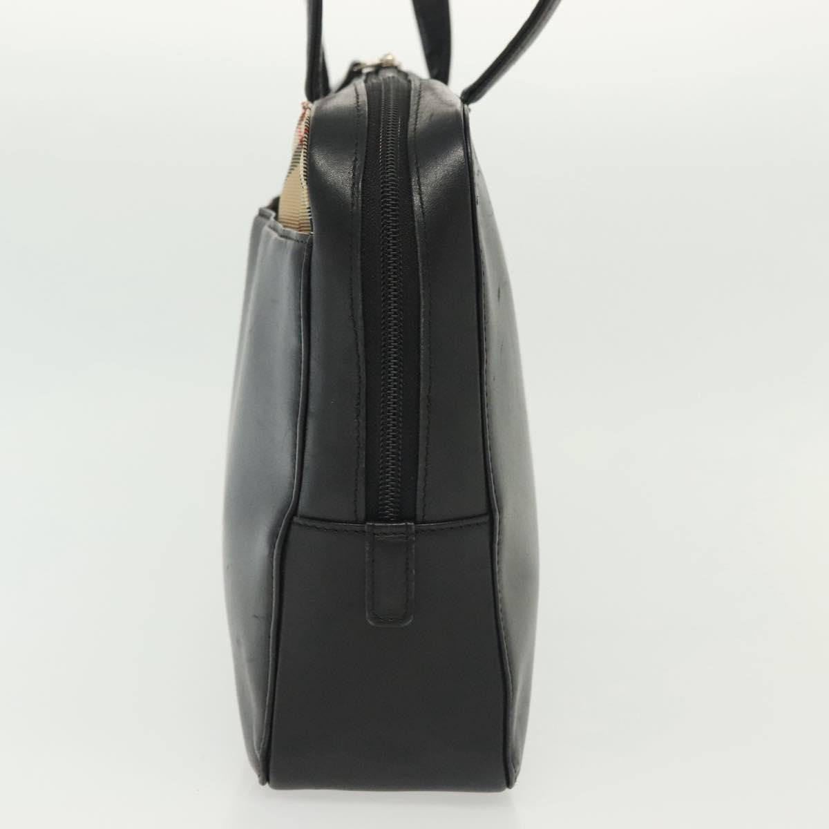 Burberry Nova Check Handbag Leather and Nylon, BLACK, LEATHER, Handbag