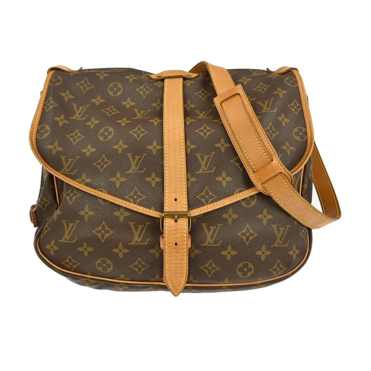 Louis Vuitton Saumur Handbag Monogram Canvas, BROWN, CANVAS, Shoulder bag