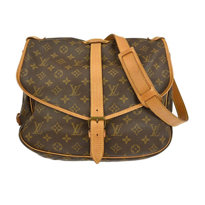 Louis Vuitton Saumur Handbag Monogram Canvas, BROWN, CANVAS, Shoulder bag