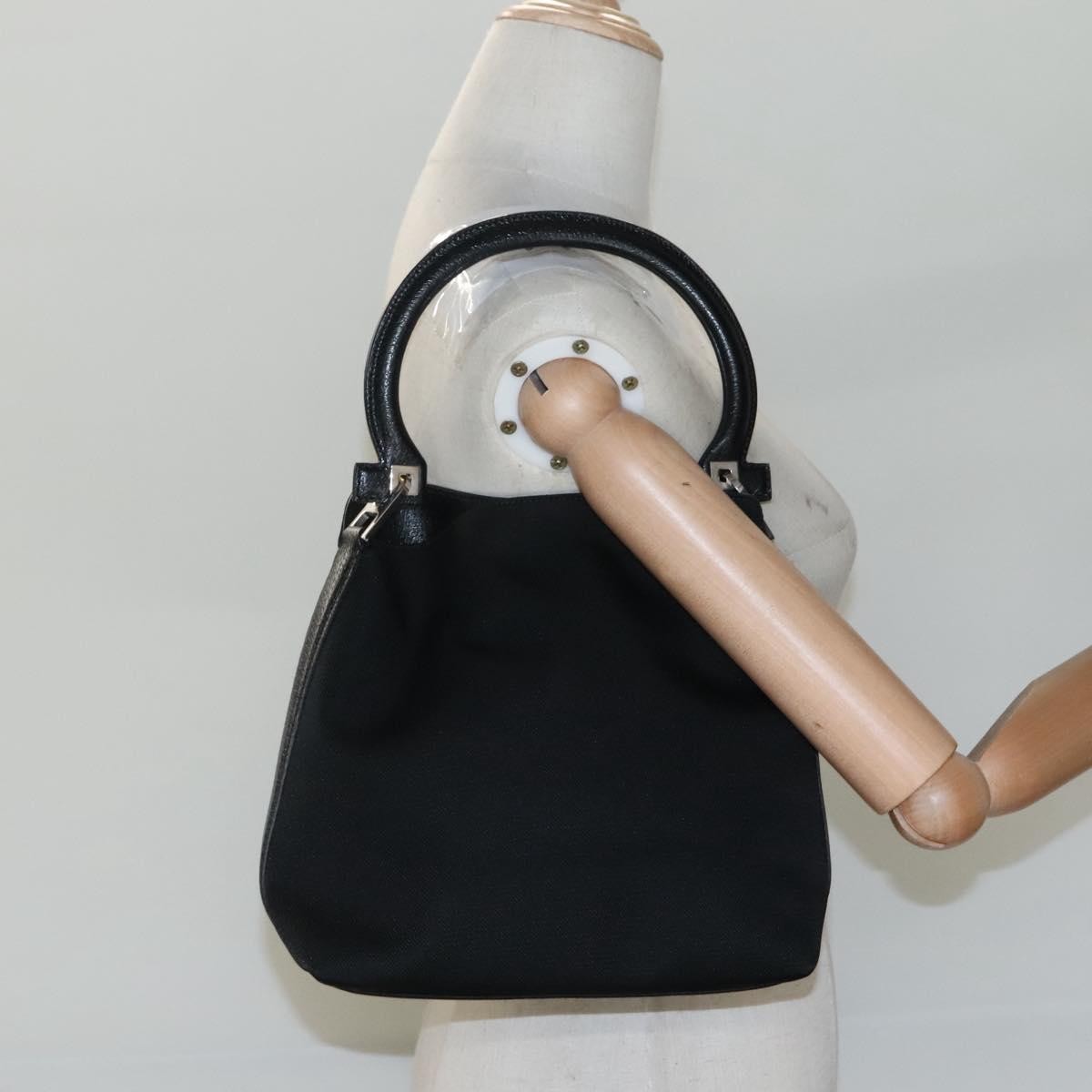 Salvatore Ferragamo Gancini handbag Canvas, BLACK, CANVAS, Handbag