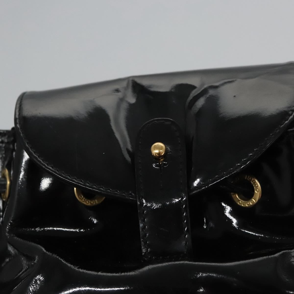 Gucci Vintage Bamboo Backpack Patent, BLACK, PATENT_LEATHER, Backpack
