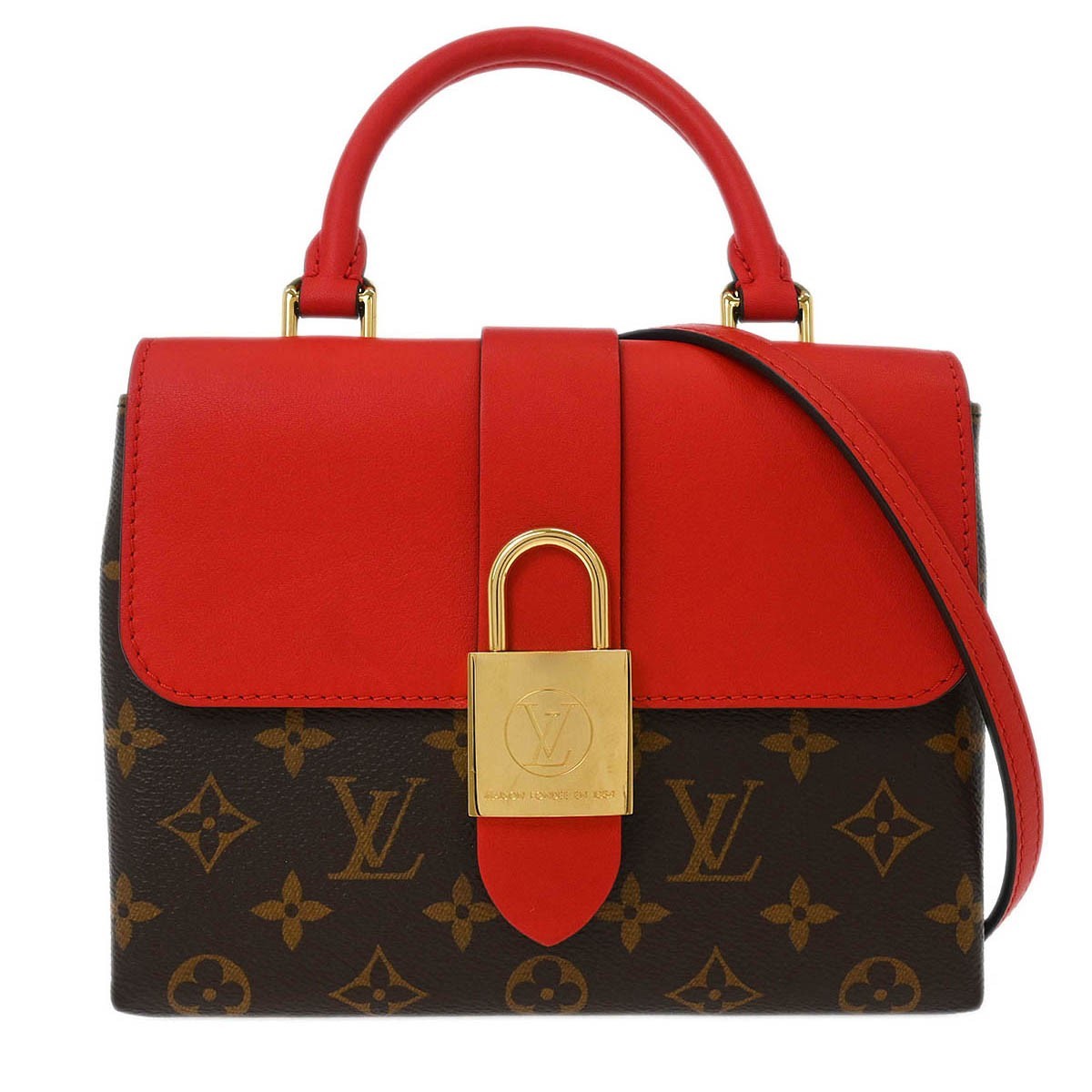 Louis Vuitton Locky Handbag Monogram Canvas with Leather, BROWN, CANVAS, Handbag