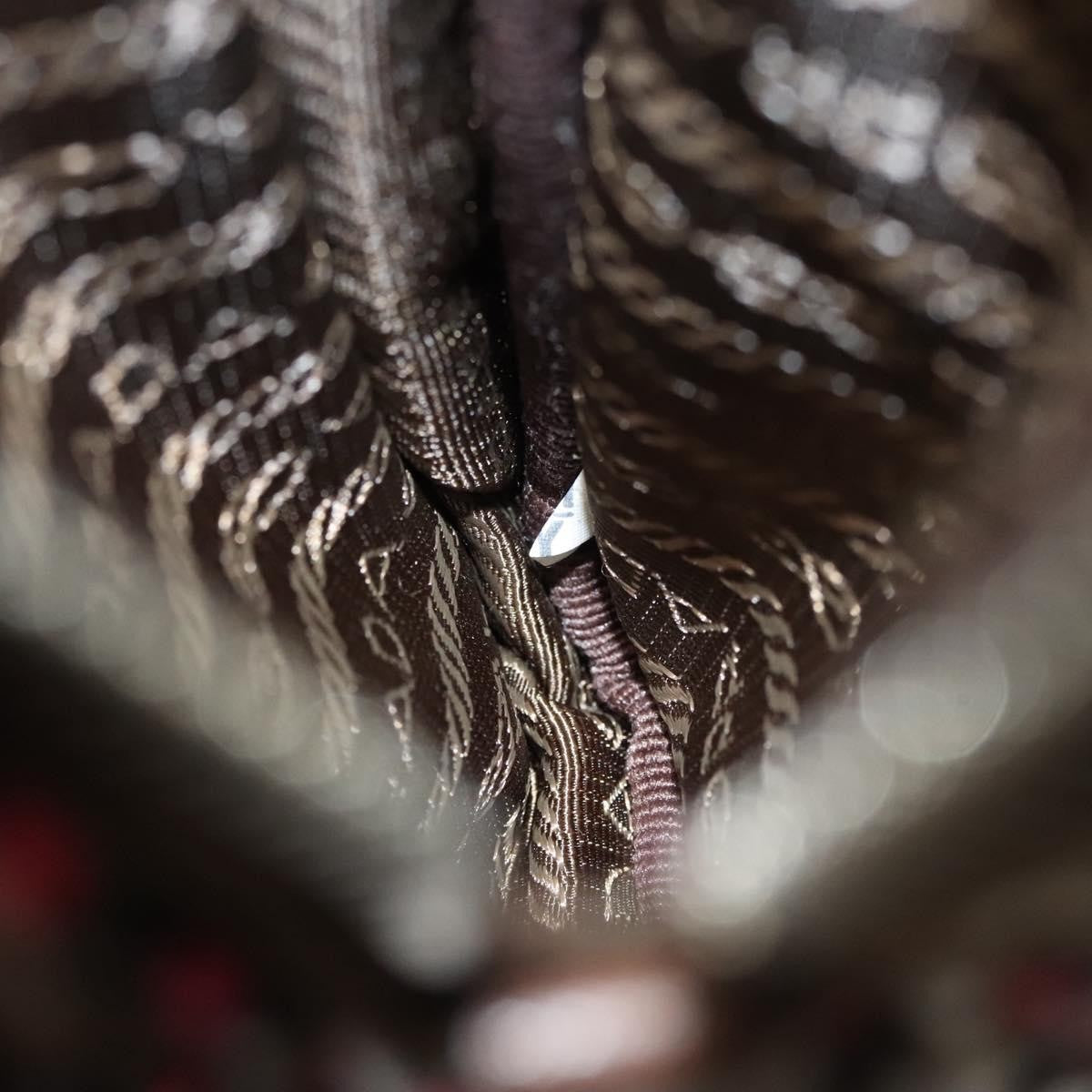 Prada Baguette Shoulder Bag Quilted Tessuto with Leather, BROWN, NYLON, Shoulder bag