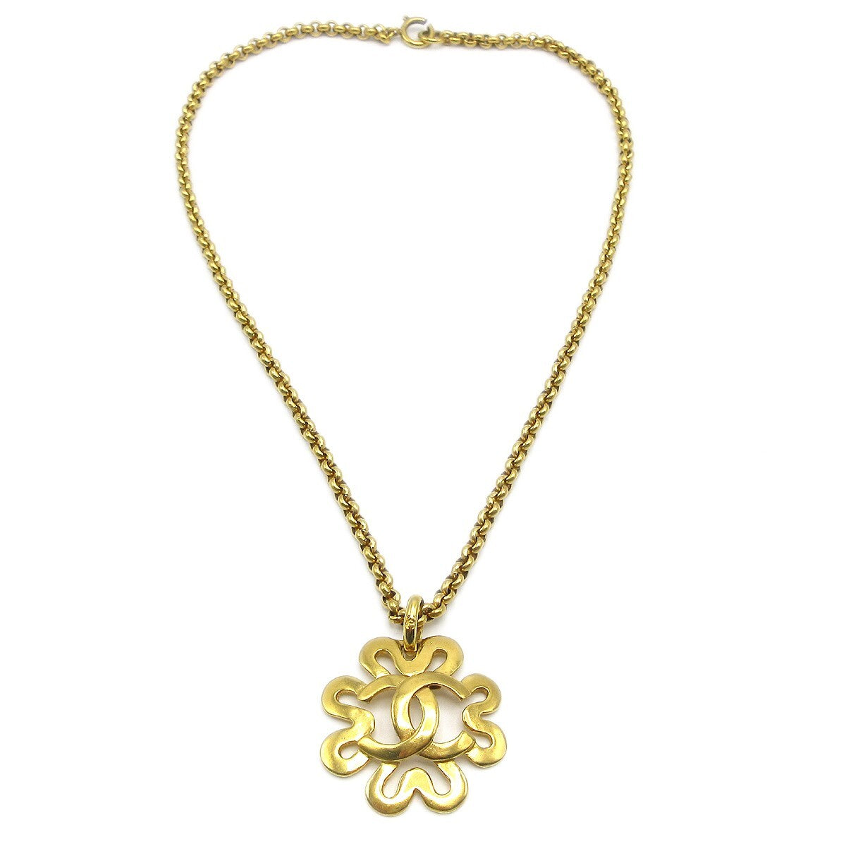 Chanel CC Flower Pendant Necklace Metal, GOLD, GOLD_PLATED, Necklace