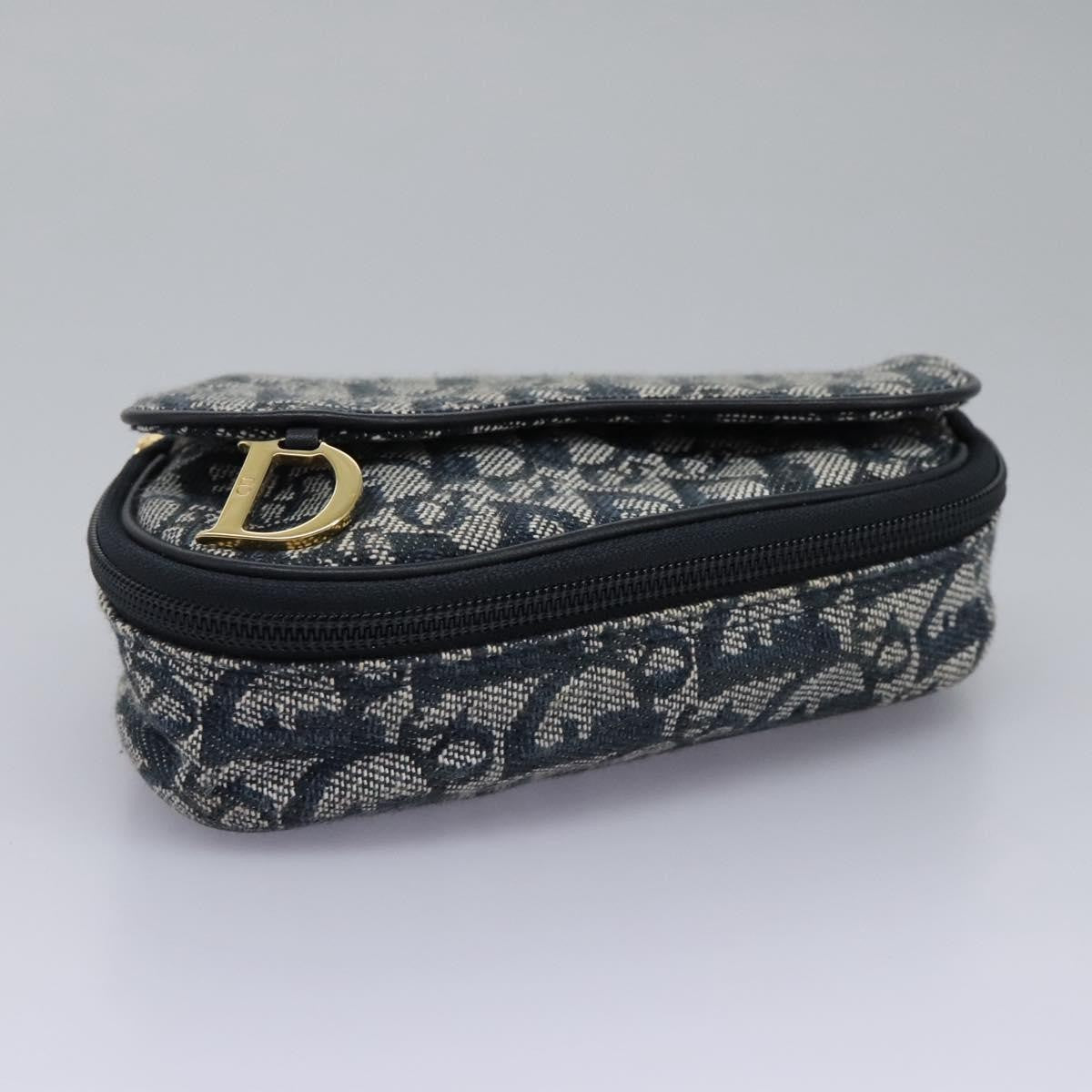 Christian Dior Vintage Saddle Coin Purse Diorissimo Canvas, NAVY, CANVAS, Wallets
