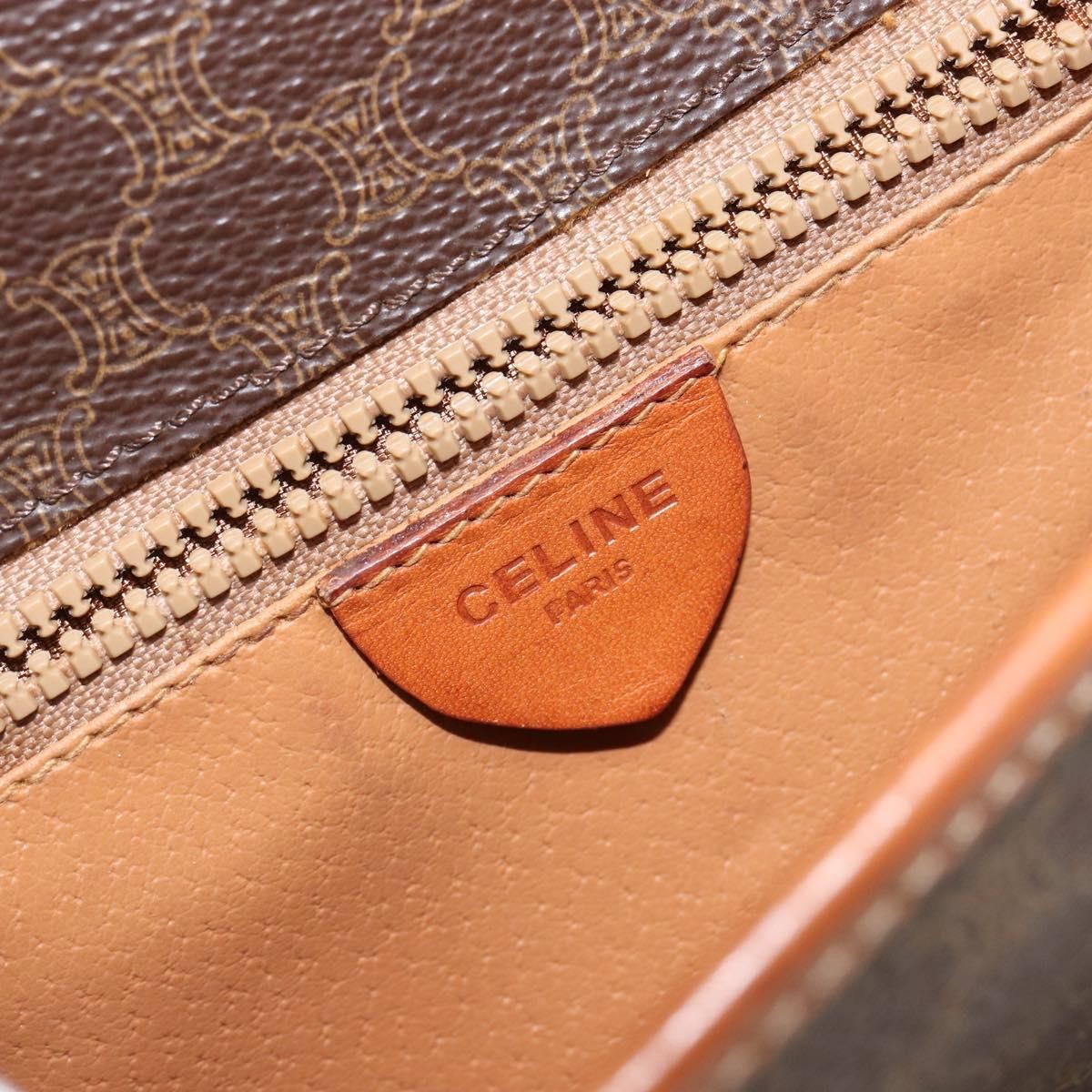 Celine Vintage Macadam Shoulder Bag Canvas and Leather, BROWN, CANVAS, Shoulder bag