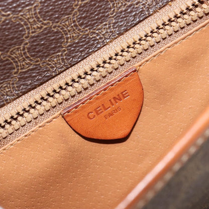 Celine Vintage Macadam Shoulder Bag Canvas and Leather, BROWN, CANVAS, Shoulder bag