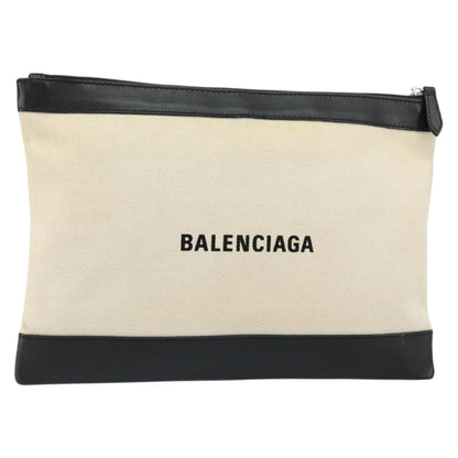 Balenciaga Clip P Pouch Leather, BEIGE, CANVAS, Clutche & pouche