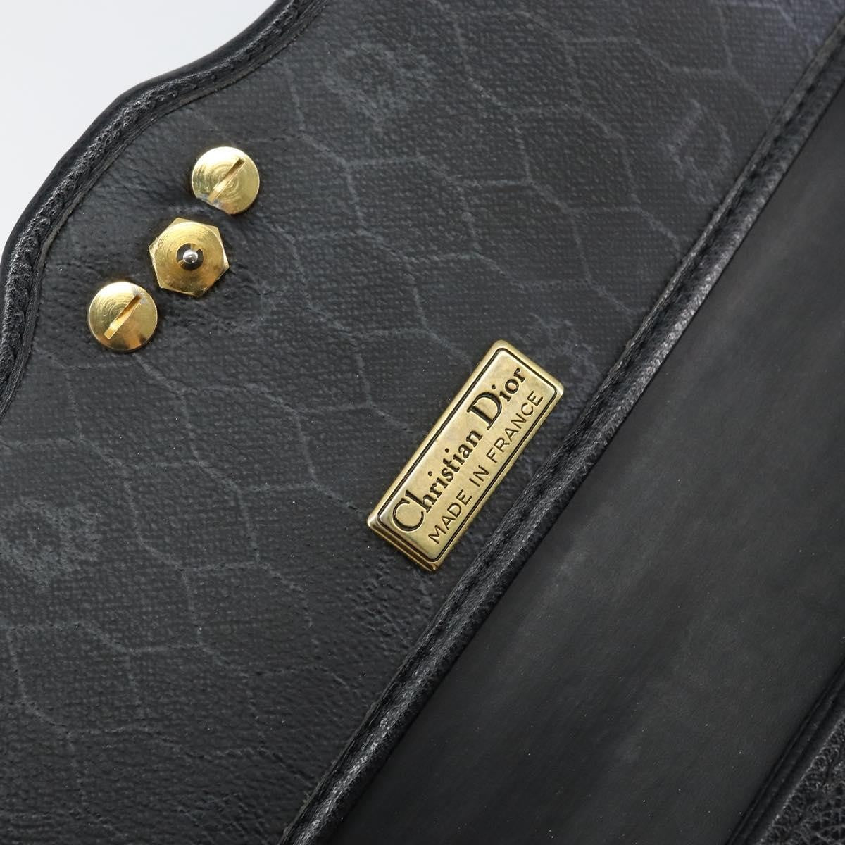 Christian Dior Vintage CD Chain Flap Shoulder Bag Leather, BLACK, LEATHER, Shoulder bag